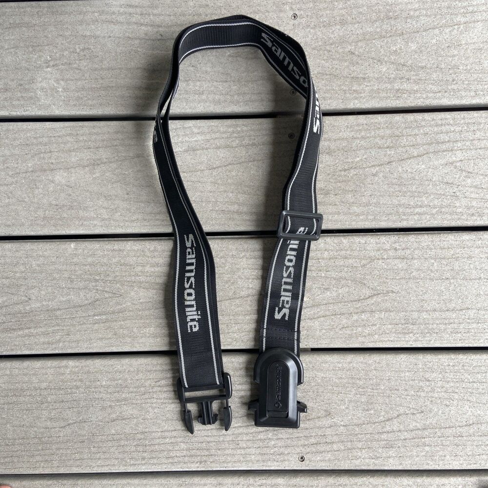 Vintage Samsonite Luggage Strap Black Adjusts to 72" Black White 1994